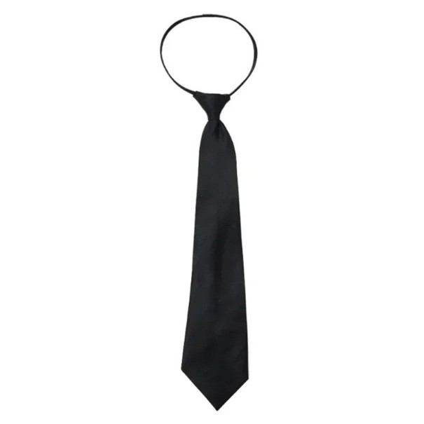 Yksinkertainen unisex musta vetoketjullinen solmio 42 x 8 cm Valmiiksi sidottu solmio Elegantti solmio vetoketjulla Nopeasti käytettävä solmio miehille ja naisille 1