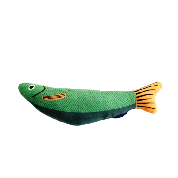 Zabawka dla kota w kształcie ryby 24 cm Pluszowa zabawka dla kota z dzwoneczkiem w środku Zabawna zabawka w kształcie ryby Stymulująca zabawka dla kota zielony