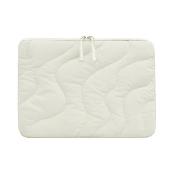 Zachte gequilt laptophoes met rits 32,5 x 23,5 cm textiel hoes voor MacBook Air 13 inch voor rugzak en schooltas beige