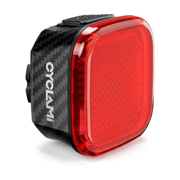 Zadní LED světlo na kolo CYCLAMI CY180 14 animovaných vzorů Brzdové světlo Automatické zapnutí 500 mAh USB-C 39 x 39 x 25 mm IPX6 1