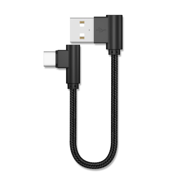 Zagięty kabel do transmisji danych USB / USB-C 20 cm czarny