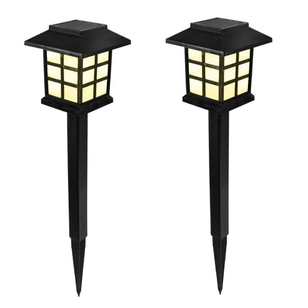 Záhradná solárna lampa 2 ks teplá biela