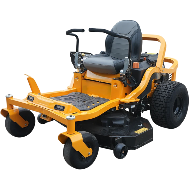 Zahradní sekačka na trávu se sedadlem Otáčení o 360° Záběr 116 cm 46 palců Benzínový motor 26 HP Žlutá Na sečení velkých travnatých ploch 1