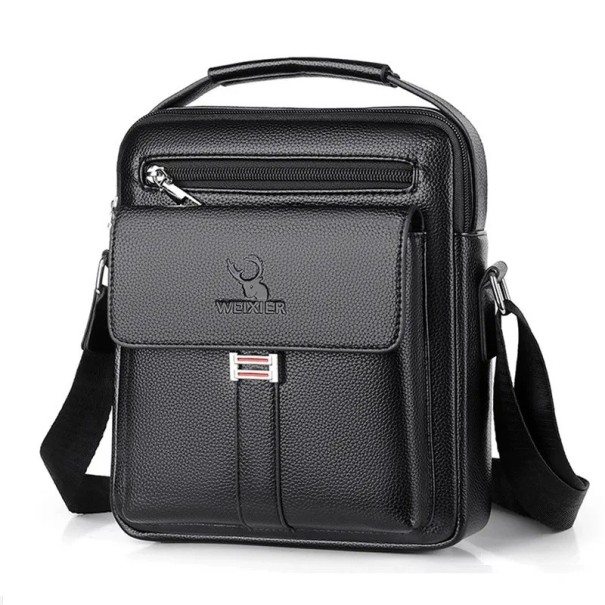 Zaino crossbody retro da uomo 24,5×20×6 cm Borsa a spalla capiente in pelle sintetica traspirante Zaino elegante e resistente a tracolla per uomini nero