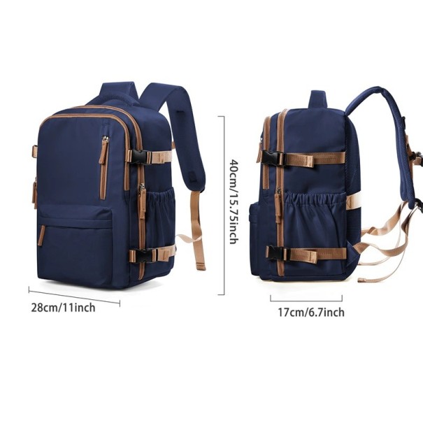 Zaino da cabina impermeabile 40 x 20 x 25 cm Bagaglio a mano per aereo Doppia cerniera 2 tasche laterali Zaino da viaggio leggero per escursioni e vacanze blu scuro