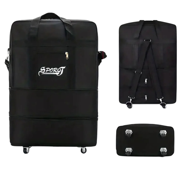 Zaino da viaggio con ruote 40 x 60 x 20 cm Zaino impermeabile in tessuto Oxford Zaino nero con ruote per viaggiare 1