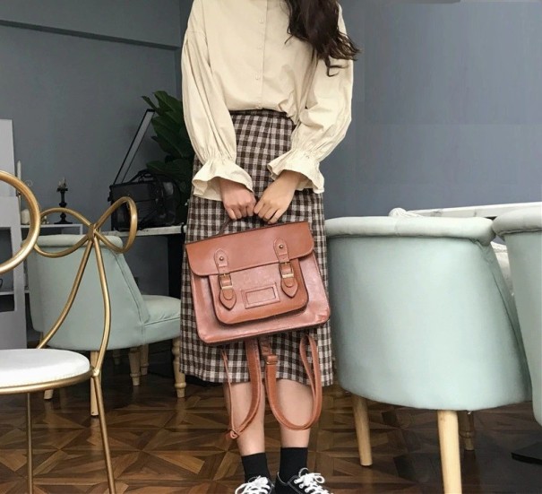 Zaino e borsa da donna 2 in 1 marrone chiaro