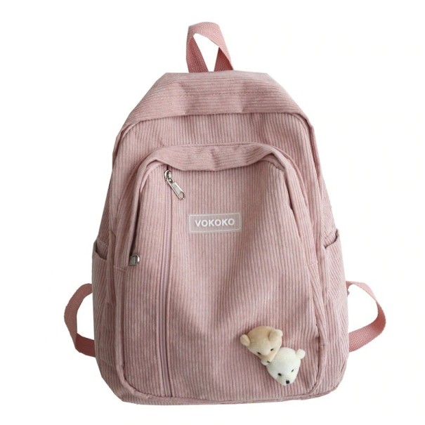 Zaino in velluto a coste da donna E889 rosa