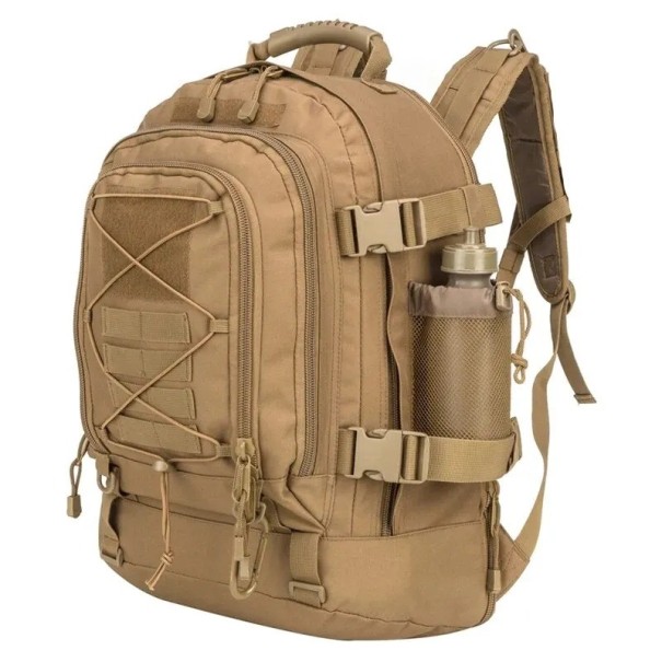 Zaino militare tattico Zaino da campeggio Zaino ad alta capacità Zaino da trekking con diverse tasche 65 l Impermeabile 53 x 38 x 33 cm marrone