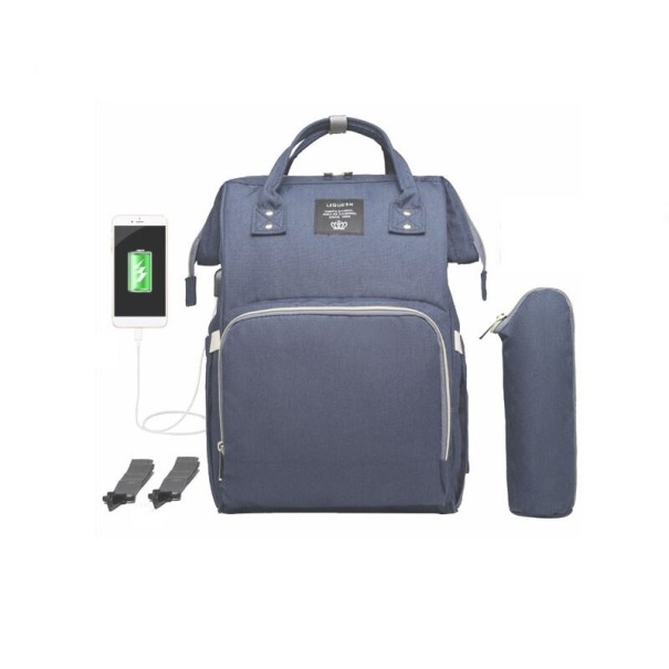 Zaino per il cambio con porta USB blu scuro