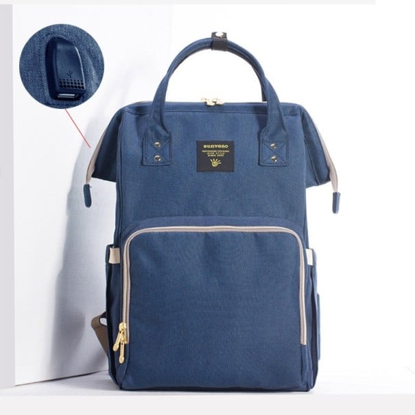 Zaino per il cambio da passeggino con porta USB blu scuro