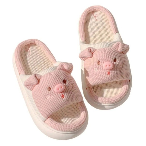 Zapatillas antideslizantes para mujer con orejas y nariz en 3D Suela gruesa y suave Lindas zapatillas con forma de cerdo rosa Zapatos de interior 40-41