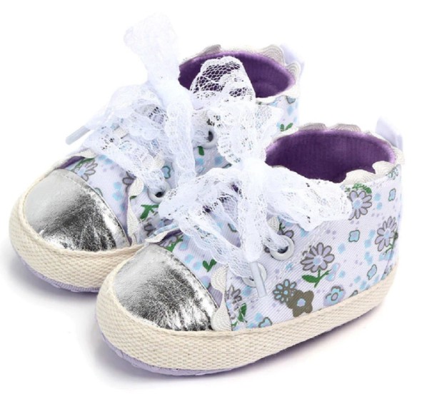 Zapatillas de algodón para niñas A438 morado 0-6 meses