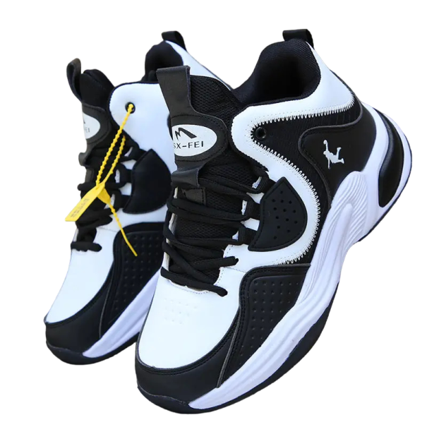 Zapatillas de baloncesto para hombre, zapatillas deportivas antideslizantes, zapatillas de baloncesto transpirables negro y blanco 44