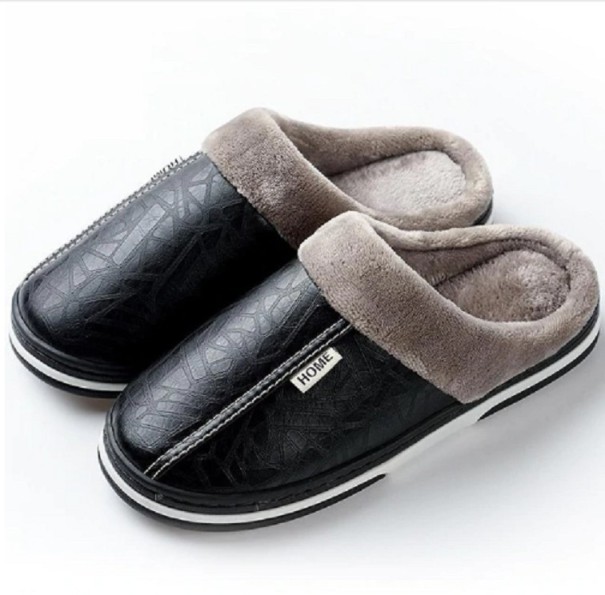 Zapatillas de casa con forro de piel negro 41