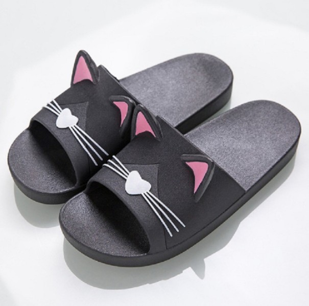 Zapatillas de casa para mujer con gato A1776 negro 36