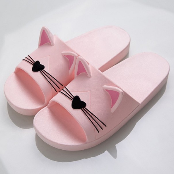 Zapatillas de casa para mujer con gato A1776 rosa claro 40