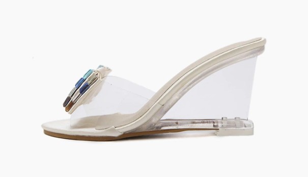 Zapatillas de cuña para mujer crema 35