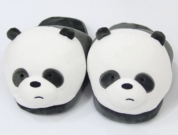 Zapatillas de estar por casa de peluche - Oso negro y blanco 36