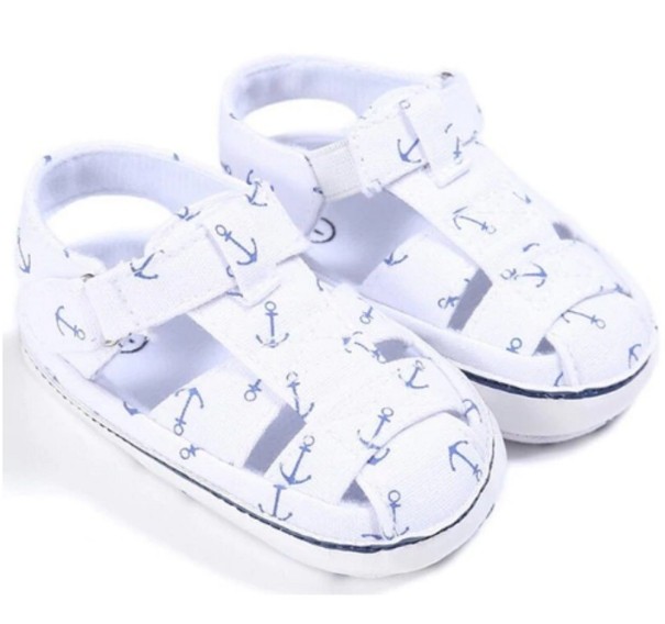Zapatillas de estar por casa para niños con ancla blanco 0-6 meses