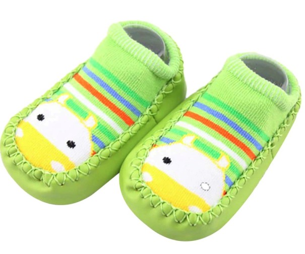Zapatillas de estar por casa para niños con dibujos verde 0-6 meses