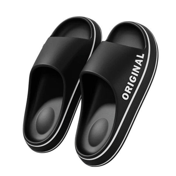 Zapatillas de hombre con diseño moderno y suela elevada Material suave y ligero Zapatillas de casa cómodas Forma ergonómica Zapatos de baño con estilo negro 44-45