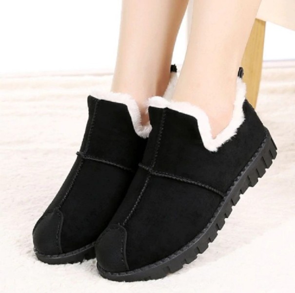 Zapatillas de invierno de mujer con pelo J840 negro 37