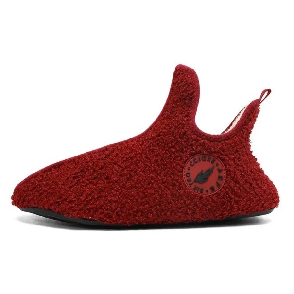 Zapatillas de invierno para hombre y mujer Zapatillas de casa planas y cómodas con interior peludo Zapatos calentitos para el apartamento para los días fríos Zapatillas de otoño rojo 44-45