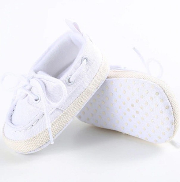 Zapatillas de lona para niños A466 blanco 0-6 meses