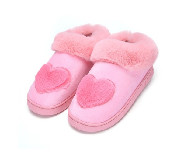 Zapatillas de mujer con corazón rosa claro 38