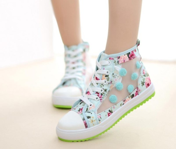 Zapatillas de mujer con flores verde 38
