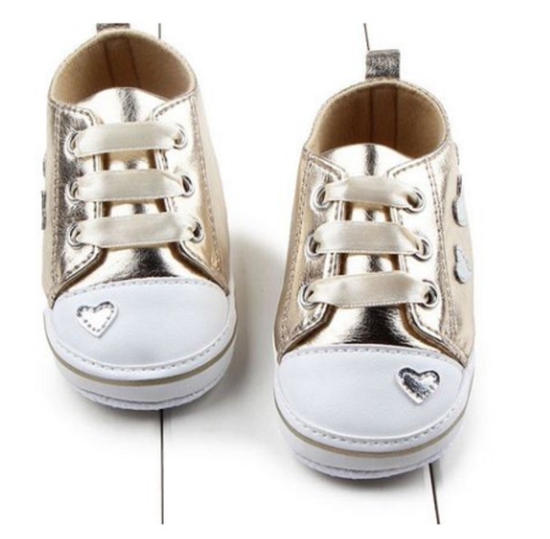 Zapatillas de niña con corazón dorado 0-6 meses