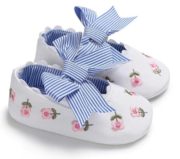 Zapatillas de niña con flores A2488 blanco 0-6 meses