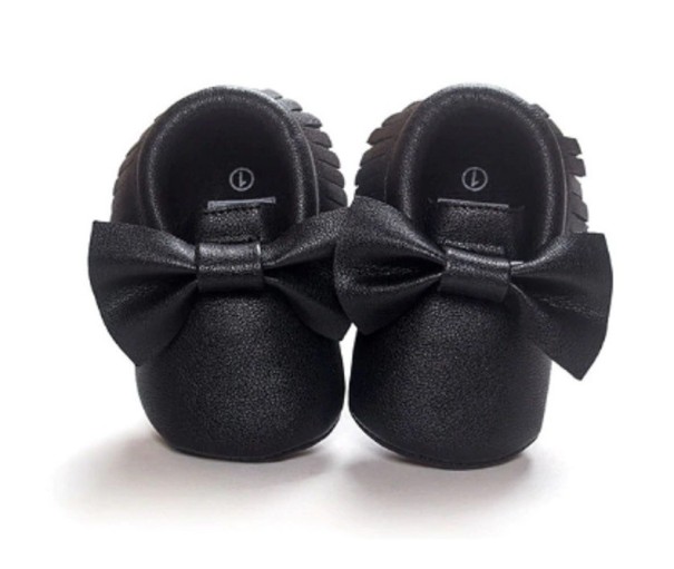 Zapatillas de niña con lazo negro 6-12 meses