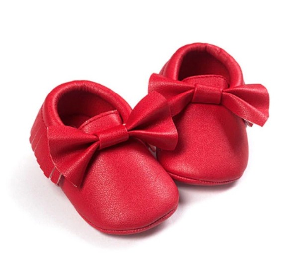 Zapatillas de niña con lazo rojo 6-12 meses