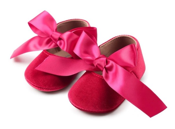 Zapatillas de niña con lazo rosa oscuro 0-6 meses