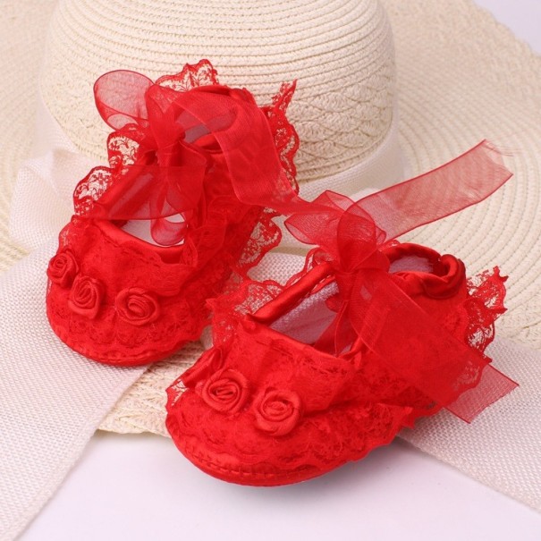 Zapatillas de niña con rosas rojo 6-9 meses