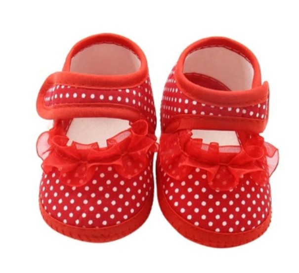Zapatillas de niña con volantes rojo 0-6 meses
