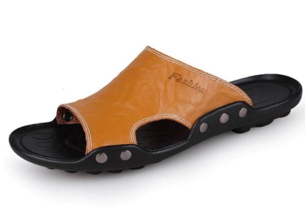 Zapatillas de piel para hombre A2266 marrón claro 38