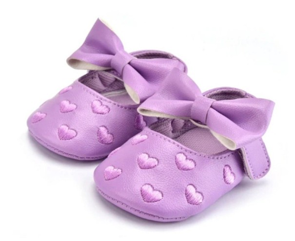 Zapatillas de piel para niñas morado 6-12 meses