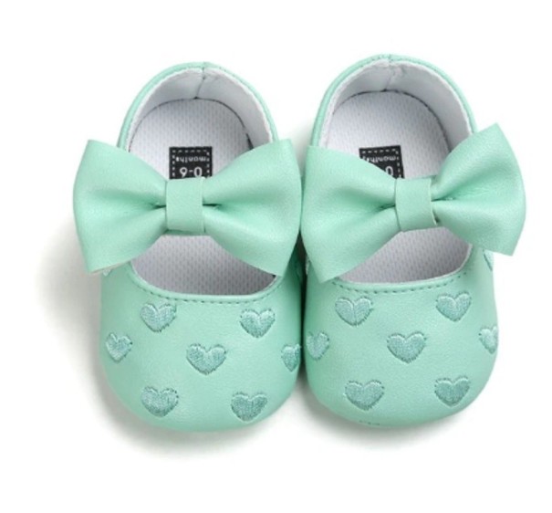 Zapatillas de piel para niñas verde 6-12 meses