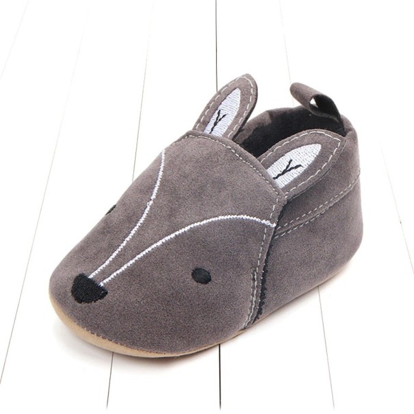 Zapatillas de piel para niños A482 gris 6-12 meses