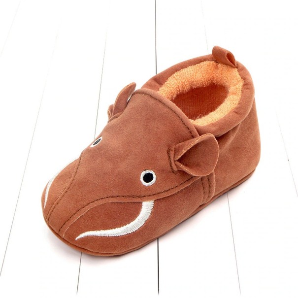 Zapatillas de piel para niños A482 marrón 6-12 meses