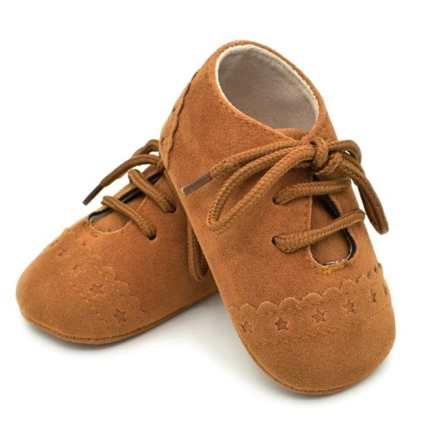 Zapatillas de piel para niños A484 marrón 6-12 meses