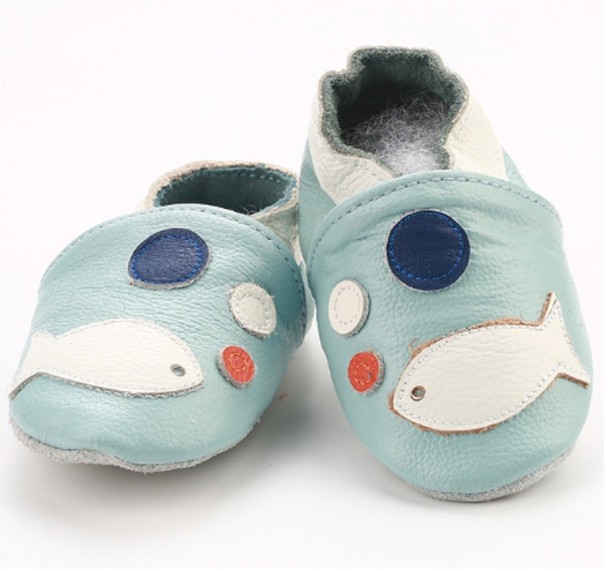 Zapatillas de piel para niños con animales azul claro 18-24 meses
