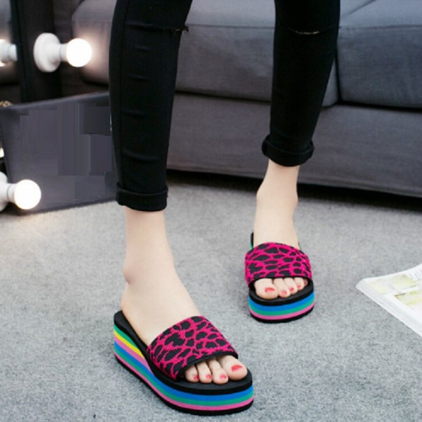 Zapatillas de plataforma con estampado de leopardo para mujer rosa oscuro 37