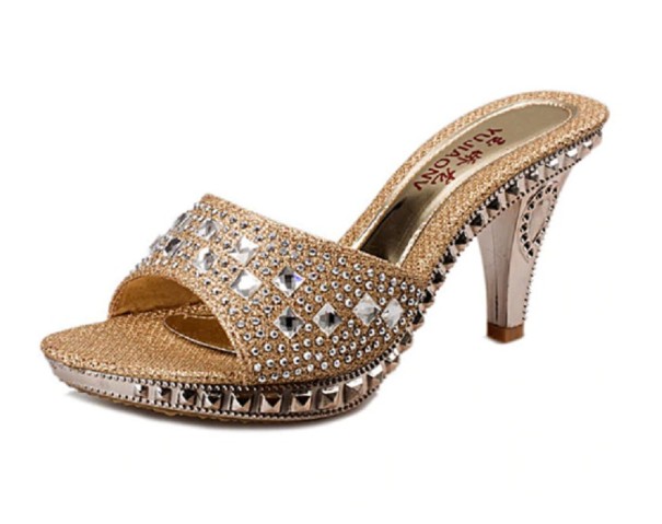 Zapatillas de tacón para mujer J1754 dorado 38