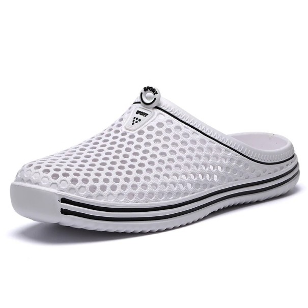 Zapatillas ligeras con punta cerrada Parte superior perforada transpirable Suela suave Calzado deportivo para el hogar Calzado de baño blanco 44