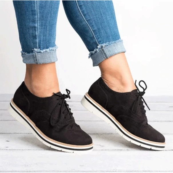 Zapatos bajos de mujer con estampado J2821 negro 41