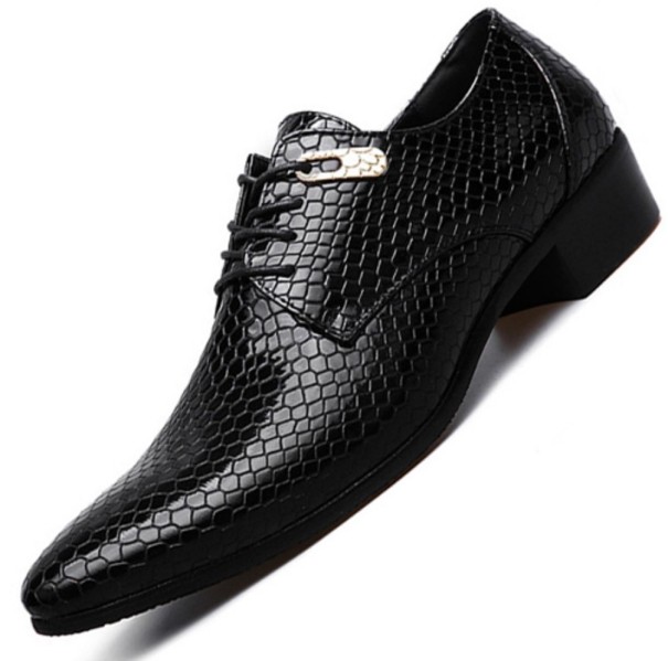 Zapatos bajos estilo piel de serpiente para hombre J1510 negro 45